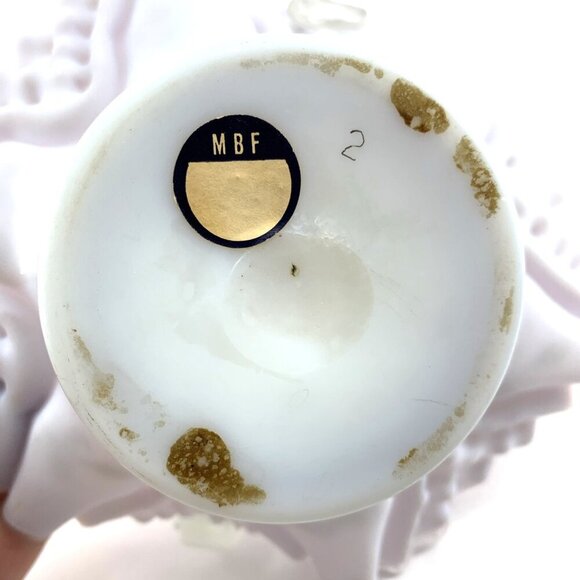 Brides Basket Glass Antique Victorian Enamel Floral Purple Satin Bowl 7" x 7" - Picture 8 of 8